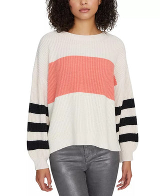 Suéter feminino Sanctuary Playful Stripe Shaker Stitch tamanho bege branco tamanho X-S