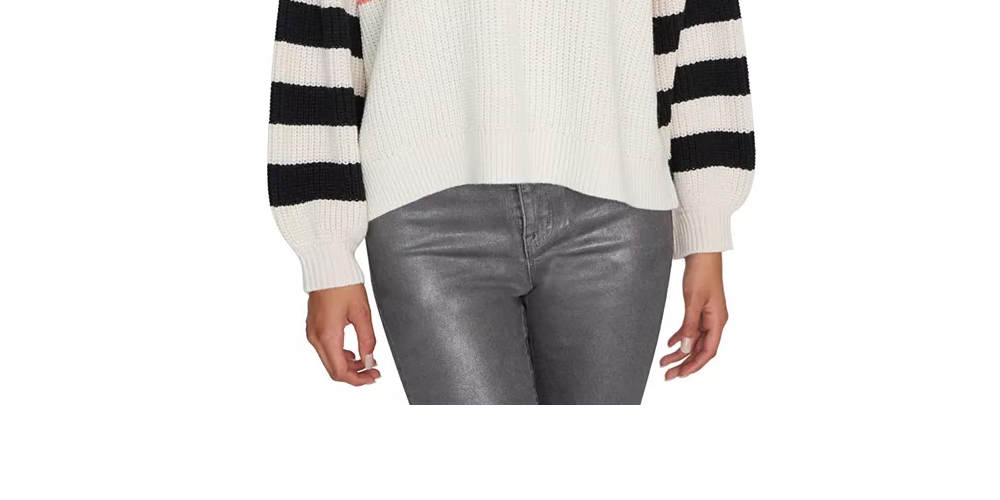 Suéter feminino Sanctuary Playful Stripe Shaker Stitch tamanho bege branco tamanho X-S