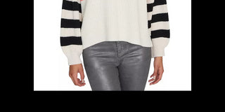 Suéter feminino Sanctuary Playful Stripe Shaker Stitch tamanho bege branco tamanho X-S