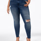 Calça jeans skinny rasgada plus size feminina rosa celebridade azul tamanho pequeno pequeno