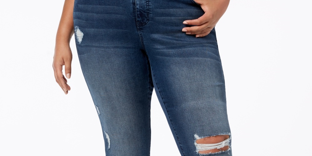Calça jeans skinny rasgada plus size feminina rosa celebridade azul tamanho pequeno pequeno
