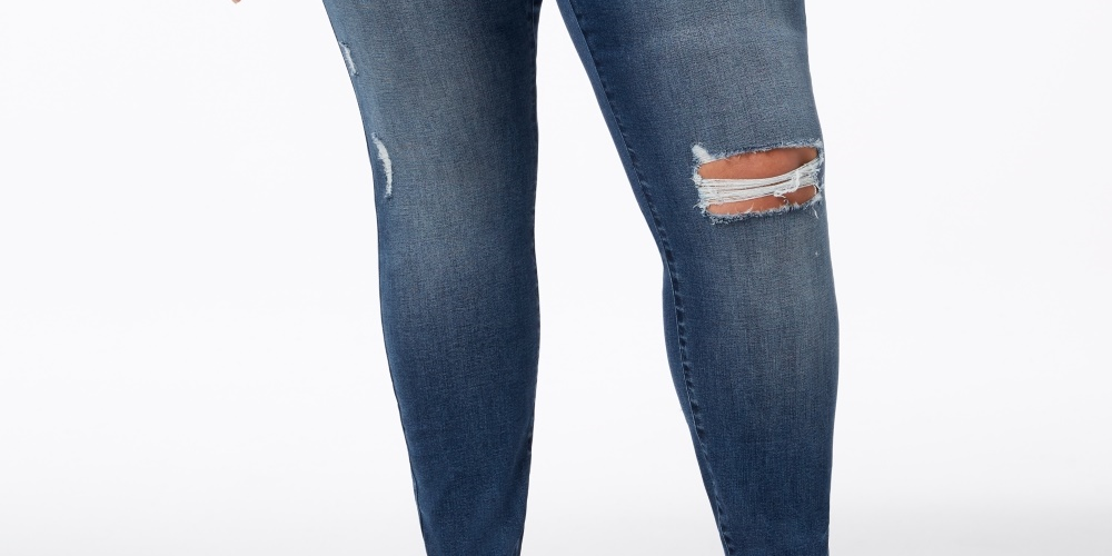 Calça jeans skinny rasgada plus size feminina rosa celebridade azul tamanho pequeno pequeno