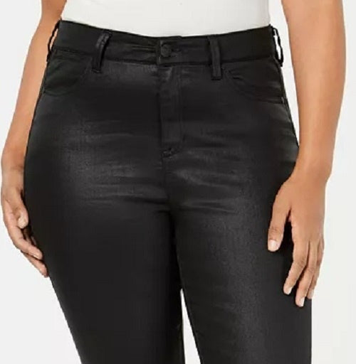 Calça jeans skinny com revestimento jeans plus size feminina rosa celebridade, preta, tamanho pequeno