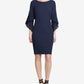 Vestido tubinho plissado com manga sino DKNY feminino, azul-marinho, tamanho 16