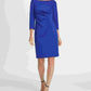 Vestido feminino DKNY com bainha franzida lateral e ponte azul, tamanho 10
