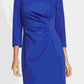 Vestido feminino DKNY com bainha franzida lateral e ponte azul, tamanho 10