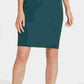Vestido tubinho feminino DKNY com decote em V e babados, manga curta, verde, tamanho 16