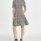 Vestido feminino Dkny com textura de malha e zíper, ajuste evasê, cinza, tamanho 6