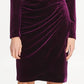 Vestido tubinho de veludo com franzido lateral DKNY feminino, roxo, tamanho 14