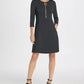Vestido feminino DKNY com zíper, manga comprida, gola redonda, comprimento até o joelho, para usar no trabalho, preto, tamanho 14
