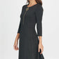 Vestido feminino DKNY com zíper, manga comprida, gola redonda, comprimento até o joelho, para usar no trabalho, preto, tamanho 14