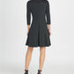 Vestido feminino DKNY com zíper, manga comprida, gola redonda, comprimento até o joelho, para usar no trabalho, preto, tamanho 14