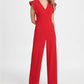 Macacão feminino DKNY com detalhe de babados, vermelho, tamanho 2