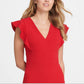 Macacão feminino DKNY com detalhe de babados, vermelho, tamanho 2