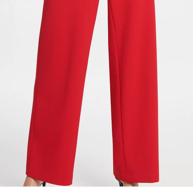 Macacão feminino DKNY com detalhe de babados, vermelho, tamanho 2