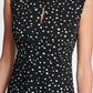 Vestido midi com estampa de bolinhas, plissado, cintura império, tamanho 10, cinza, feminino