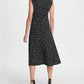 Vestido midi com estampa de bolinhas, plissado, cintura império, tamanho 10, cinza, feminino