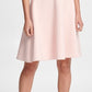 Vestido feminino DKNY com decote em V e ajuste evasê, cor blush em pó, branco, tamanho 14