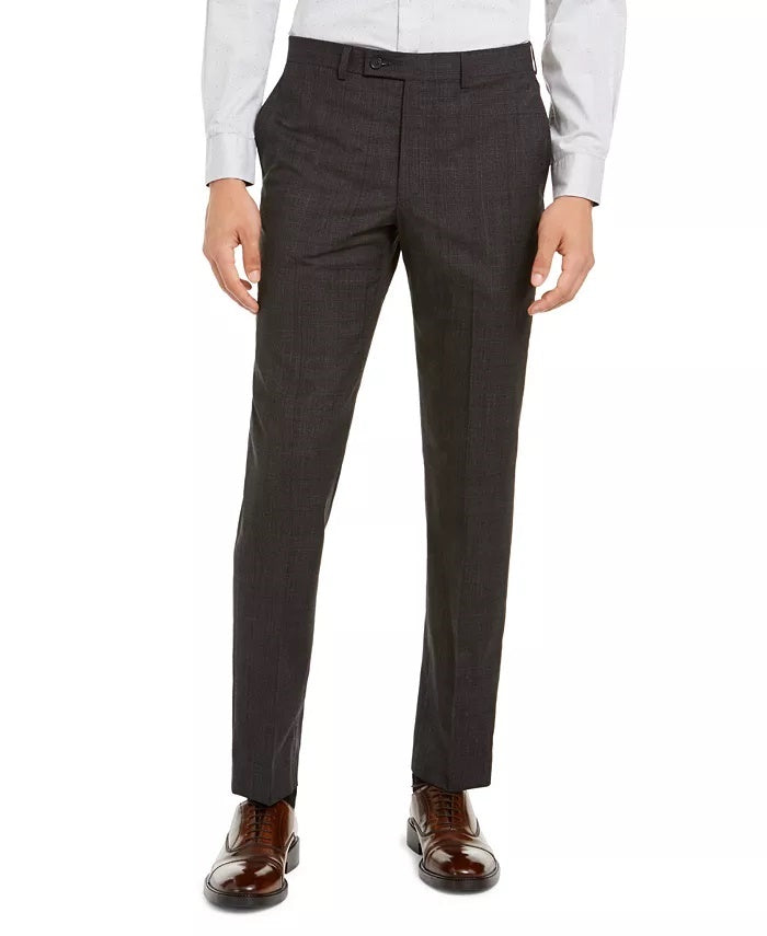 Terno xadrez elástico moderno masculino DKNY, calças separadas, cor carvão, tamanho 32x32