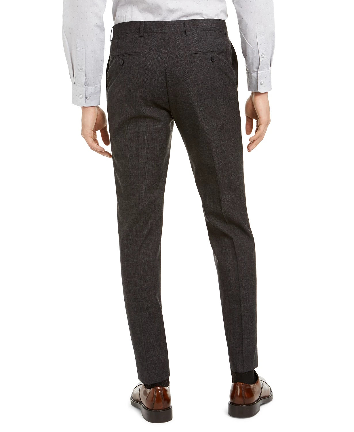 Terno xadrez elástico moderno masculino DKNY, calças separadas, cor carvão, tamanho 32x32