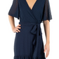 Vestido longo Donna Ricco feminino de chiffon com cinto e alças altas, azul-marinho, tamanho 14