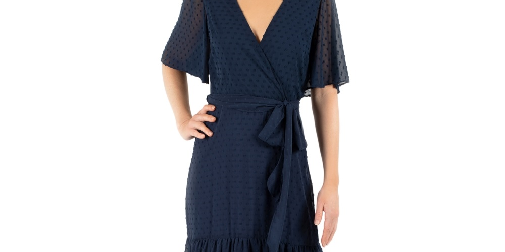 Vestido longo Donna Ricco feminino de chiffon com cinto e alças altas, azul-marinho, tamanho 14