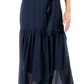 Vestido longo Donna Ricco feminino de chiffon com cinto e alças altas, azul-marinho, tamanho 14
