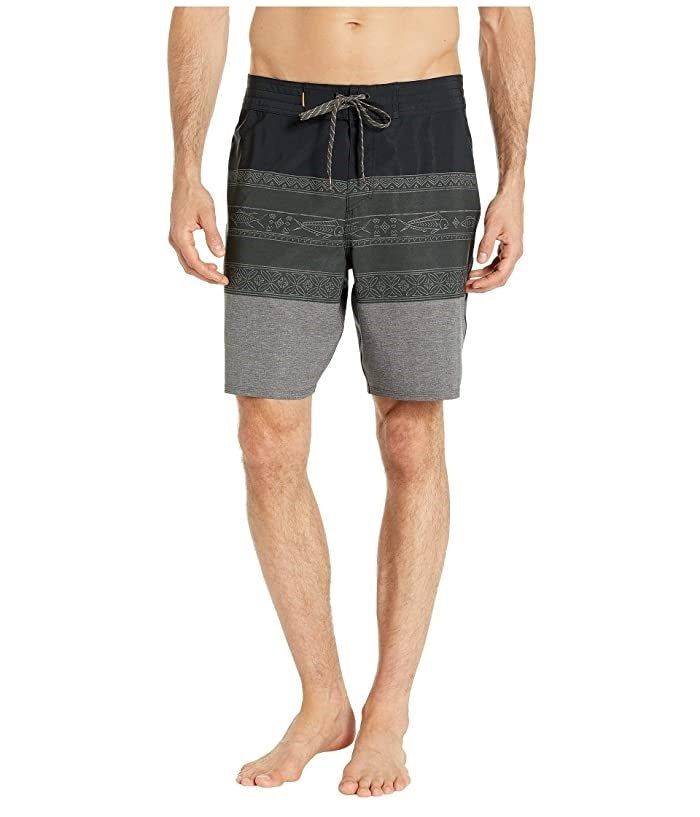 Quiksilver Shorts de Praia Masculinos Geométricos Libertribs Preto Tamanho 40