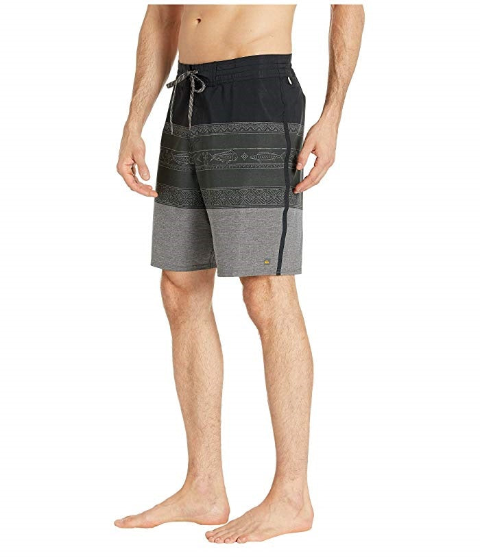 Quiksilver Shorts de Praia Masculinos Geométricos Libertribs Preto Tamanho 40