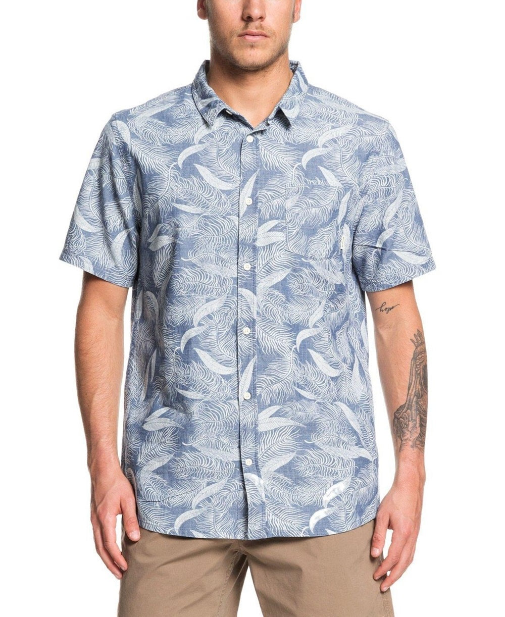 Camisa Masculina Quiksilver Mountain Ash Manga Curta Tecido Azul Marinho Tamanho X-G