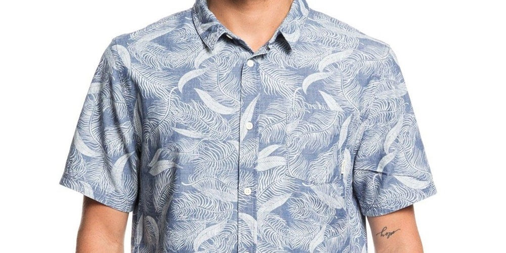 Camisa Masculina Quiksilver Mountain Ash Manga Curta Tecido Azul Marinho Tamanho X-G