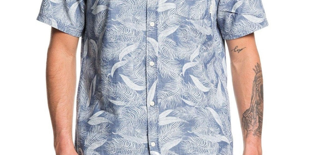 Camisa Masculina Quiksilver Mountain Ash Manga Curta Tecido Azul Marinho Tamanho X-G