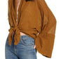 Blusa feminina Azalea Wrap da Free People tamanho rosa bege cáqui tamanho X-S