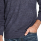 Suéter masculino listrado vintage à prova de intempéries com gola redonda azul tamanho médio