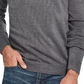 Suéter masculino vintage à prova de intempéries com zíper de um quarto e toque suave, cinza, tamanho extragrande