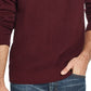 Suéter masculino vintage à prova de intempéries com zíper e meia gola em malha waffle, vermelho, tamanho XX-G