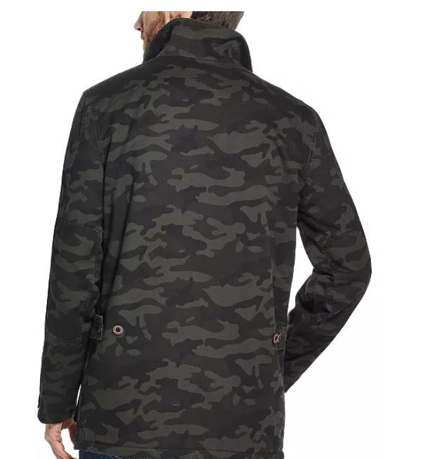 Jaqueta camuflada vintage masculina à prova de intempéries com forro de lã verde tamanho pequeno