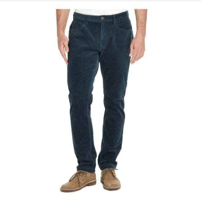 Calça de veludo cotelê canelada masculina à prova de intempéries com 5 bolsos, azul, tamanho 34x34