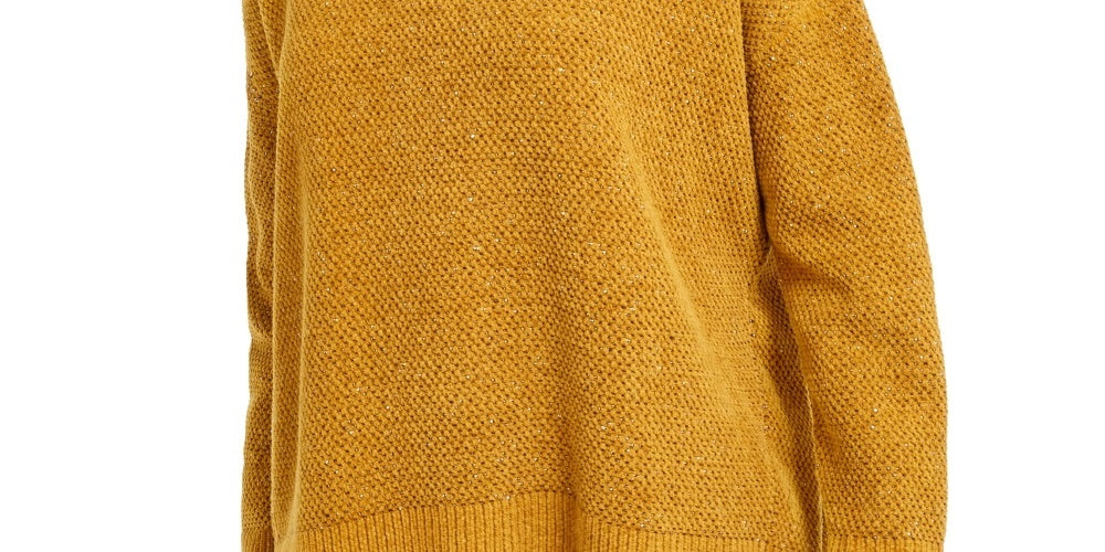 Suéter feminino Eileen Fisher de algodão orgânico com gola redonda, tamanho pequeno e médio, amarelo