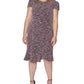 Vestido Betsey Johnson Feminino com Zíper, Manga Curta, Decote Redondo Abaixo do Joelho, Ajuste Flare, Cinza, Tamanho 22W