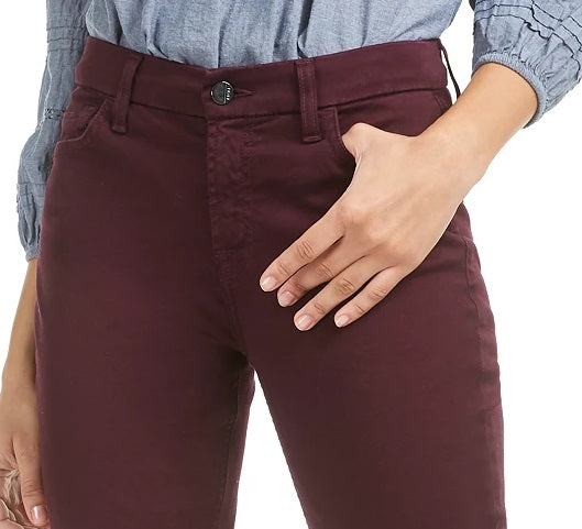 Calça jeans skinny feminina JEN7 by 7 For All Mankind, de cetim, bege escuro, tamanho 10