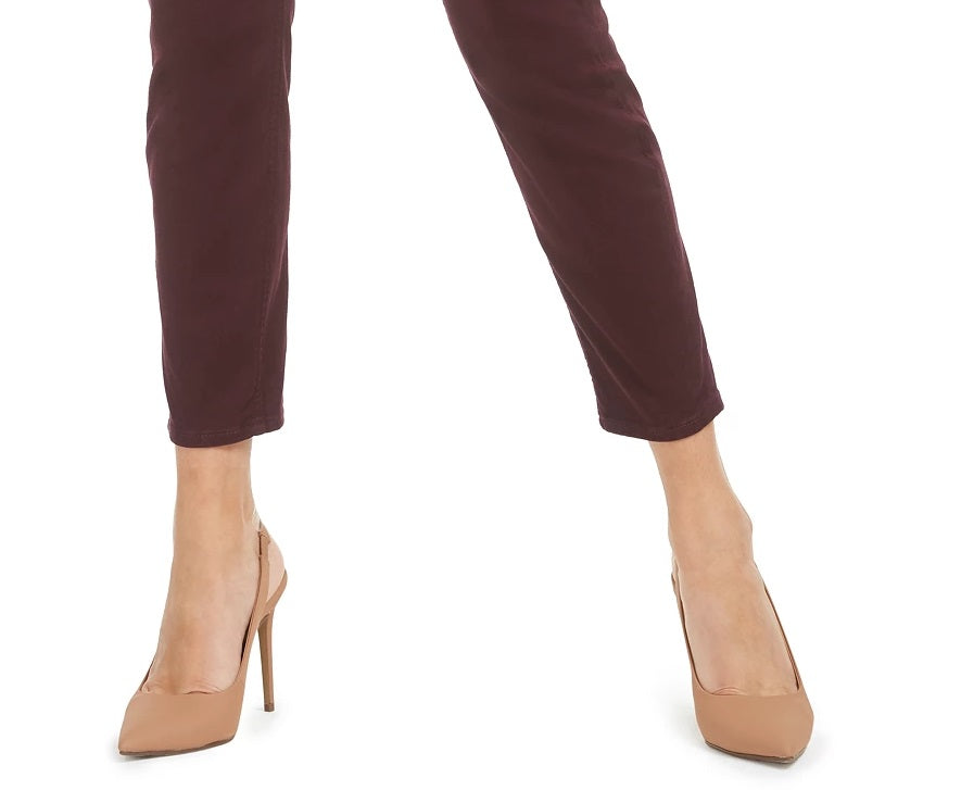 Calça jeans skinny feminina JEN7 by 7 For All Mankind, de cetim, bege escuro, tamanho 10