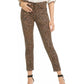 Calça jeans feminina com estampa animal da 7 For All Mankind, bege escuro