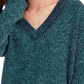 Suéter de chenille com decote em V Hippie Rose Junior, verde, tamanho grande