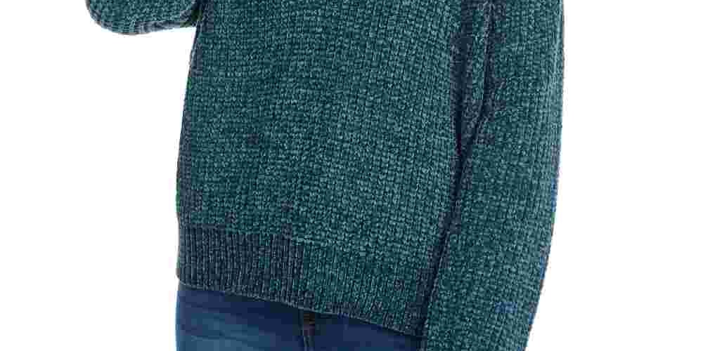 Suéter de chenille com decote em V Hippie Rose Junior, verde, tamanho grande