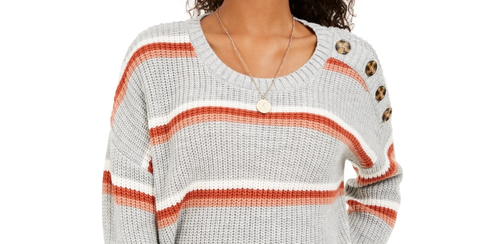 Suéter Hippie Rose Junior com Ombros Abertos Cinza Tamanho X-S