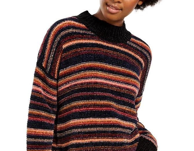 Suéter Hippie Rose Juniors Chenille com gola alta bege tamanho extra grande