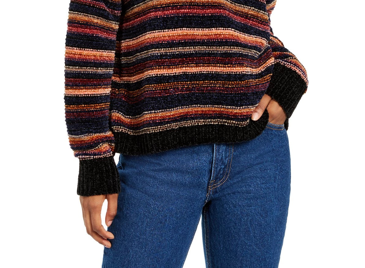 Suéter Hippie Rose Junior's Chenille com gola falsa, preto, tamanho extragrande