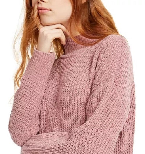 Suéter Hippie Rose Juniors de gola alta em chenille, roxo, tamanho pequeno