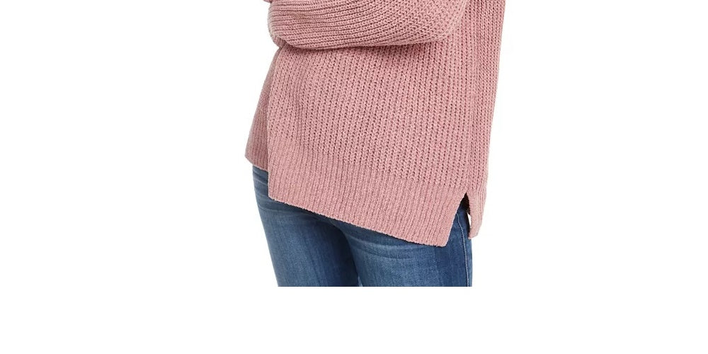 Suéter Hippie Rose Juniors de gola alta em chenille, roxo, tamanho pequeno